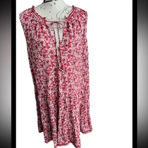 Max Studio Mini Dress Floral Tiered Sleeveless Casual Cozy Women’s Size 1X